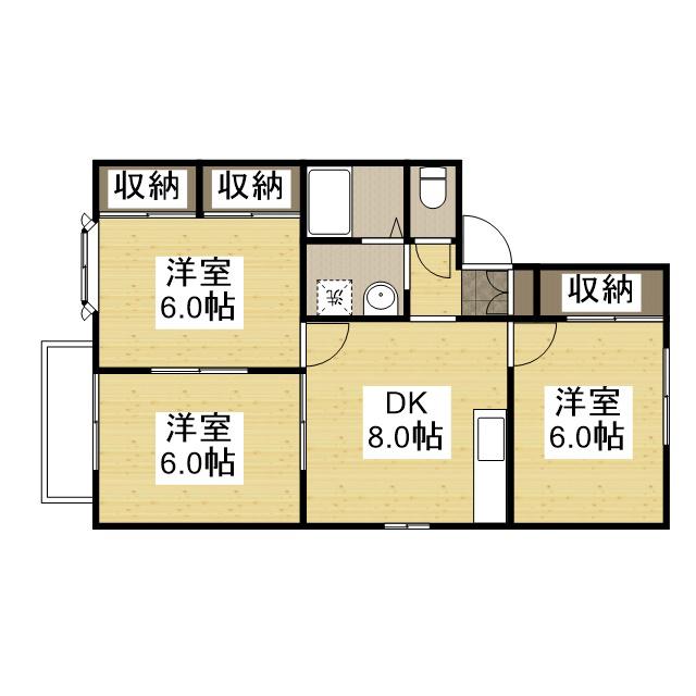 ファミーユサトウB(3DK/2階)の間取り写真