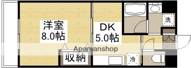 COCO学南町 東棟(1DK/2階)の間取り写真