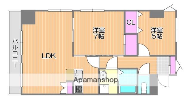 メゾフォルテ豊成(2LDK/3階)の間取り写真