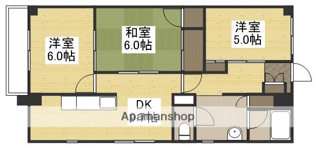 メゾンド岡文館(3DK/4階)の間取り写真