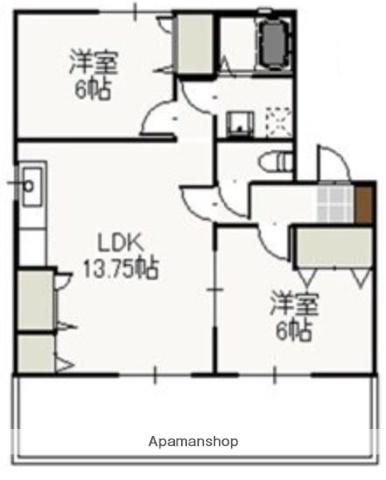 メゾンフルール(2LDK/1階)の間取り写真