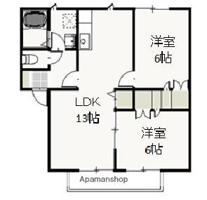 メゾン・タチバナD(2LDK/2階)の間取り写真