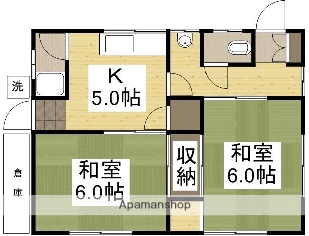 岡山電軌東山本線 東山・おかでんミュージアム駅駅 徒歩74分 1階建 築56年(2K)の間取り写真