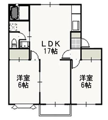 クレセント松新(2LDK/2階)の間取り写真