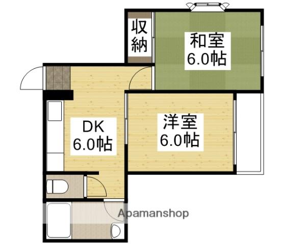 コーポ門田屋敷(2DK/2階)の間取り写真