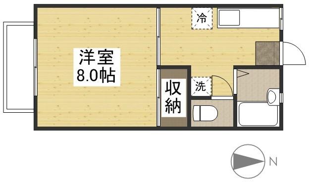 ドミール小川(1K/1階)の間取り写真