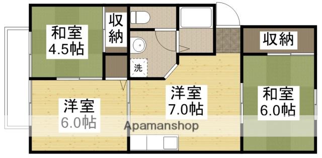 コーポアルザスB(3DK/2階)の間取り写真