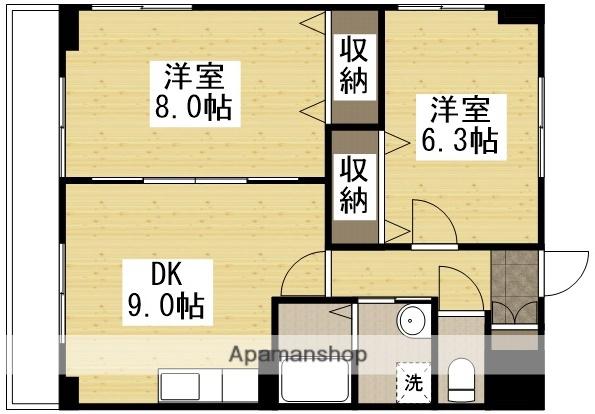 グランドライフJK(2DK/9階)の間取り写真