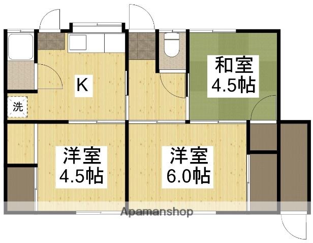 宇野線 備前西市駅 徒歩71分 1階建 築101年(3K)の間取り写真