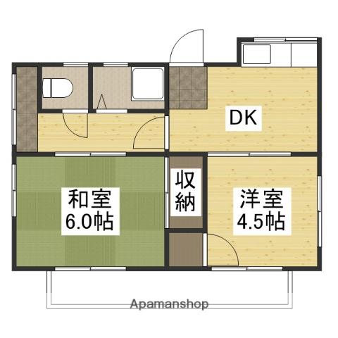 山陽本線 高島駅(岡山) 徒歩17分 1階建 築57年(2DK)の間取り写真