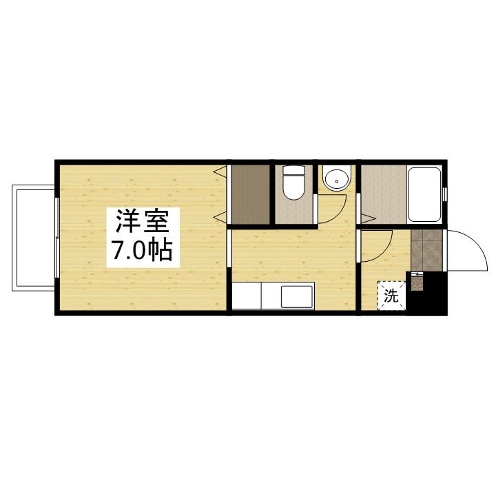 アルエット国富(ワンルーム/1階)の間取り写真
