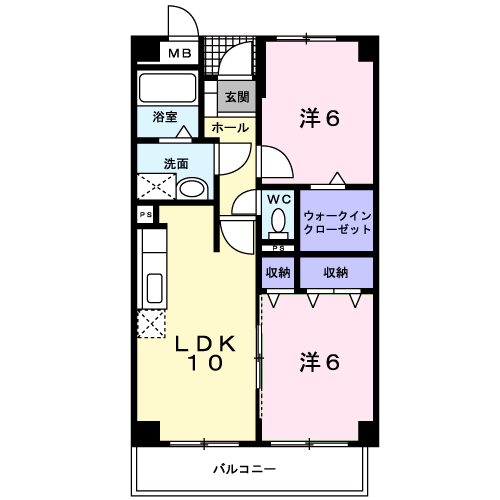 クレールコート(2LDK/2階)の間取り写真