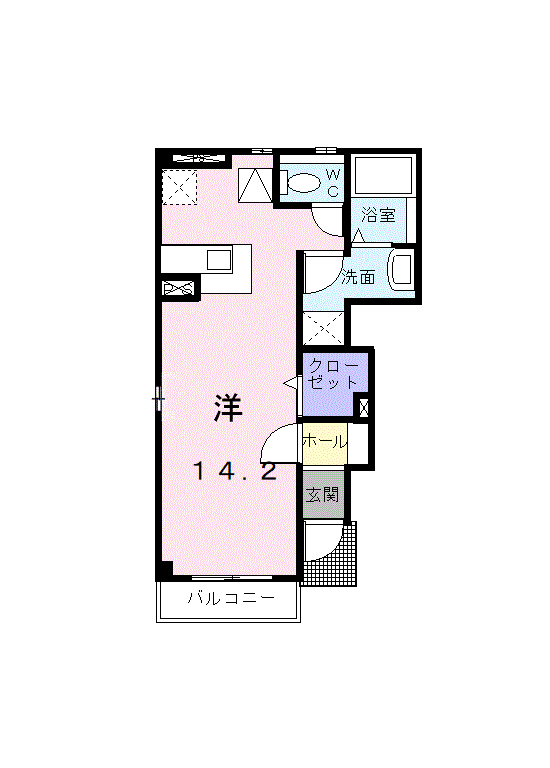 プリムローズC(1K/1階)の間取り写真