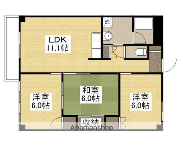 キャステル新野(3LDK/2階)の間取り写真