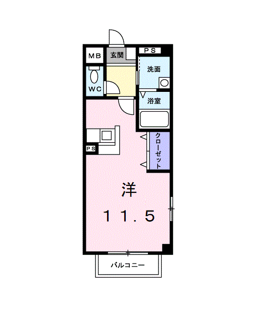マーベラスK1A(ワンルーム/1階)の間取り写真