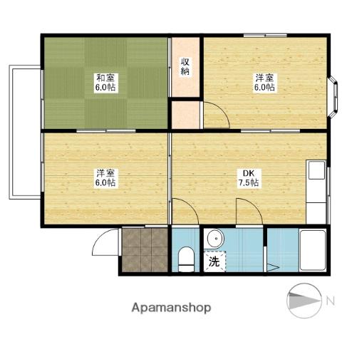 エクセルフラッツ1(3DK/2階)の間取り写真