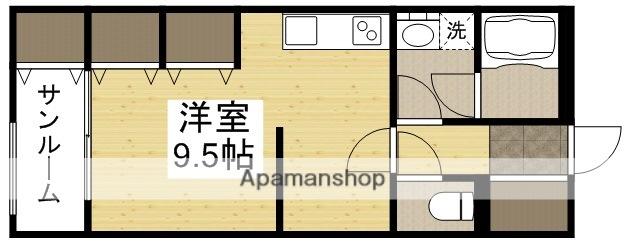 カーサコンフォルト(ワンルーム/2階)の間取り写真