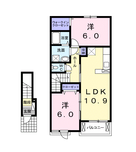 アンヴィーニュ(2LDK/2階)の間取り写真