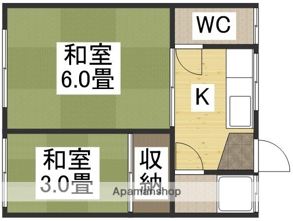 新川荘 南館(2K/1階)の間取り写真