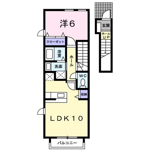 グリーン・コート幸A(1LDK/2階)の間取り写真