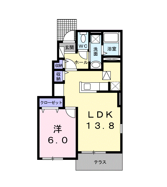 プチ グランⅡ(1LDK/1階)の間取り写真