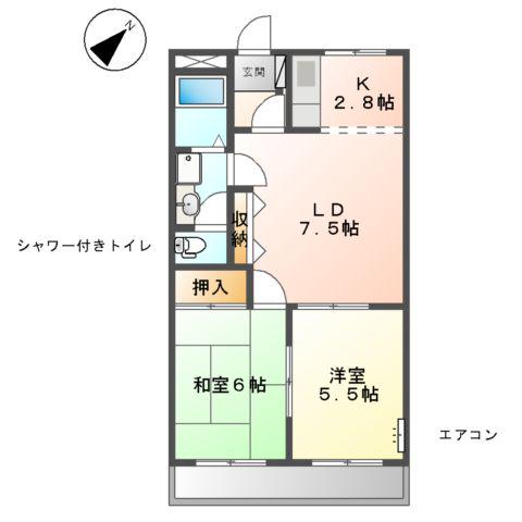 アーマスイズミⅡ(2LDK/1階)の間取り写真