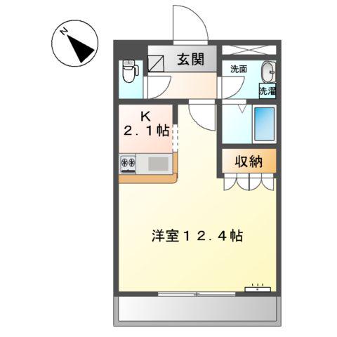 フェアリー壱の口A棟(1K/2階)の間取り写真