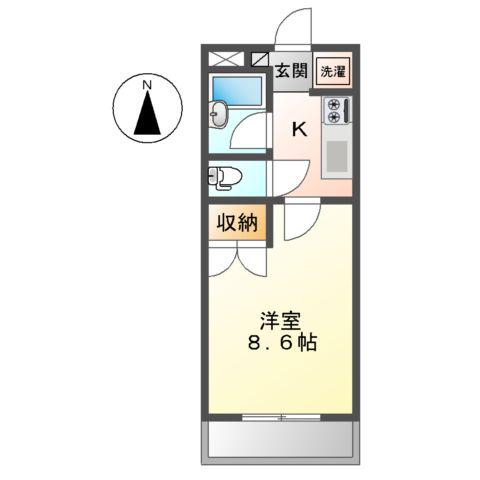 シャインキャッスルⅡ(1K/1階)の間取り写真
