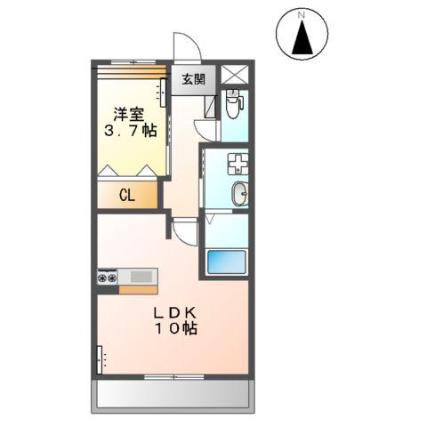 アンスリールM(1LDK/1階)の間取り写真