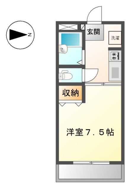 パープルメゾン2(1K/1階)の間取り写真