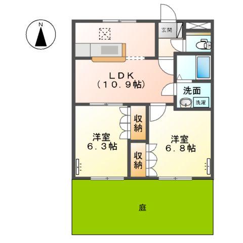 リープクレセント(2LDK/1階)の間取り写真