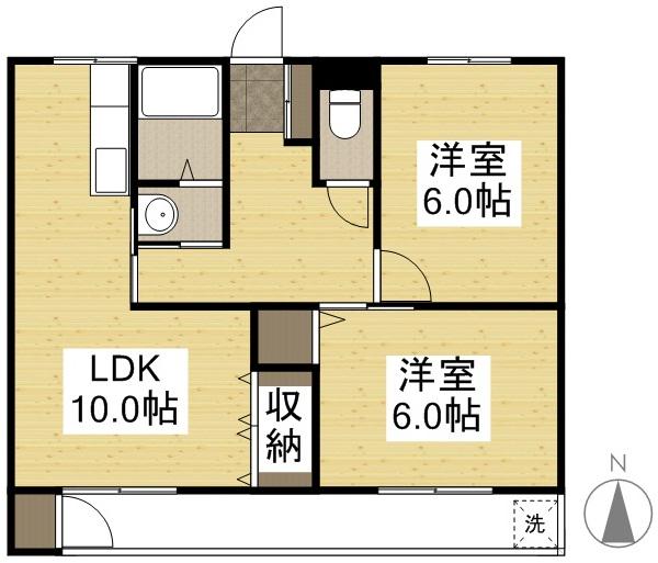 ラ・ルーチェ芳泉(2LDK/2階)の間取り写真
