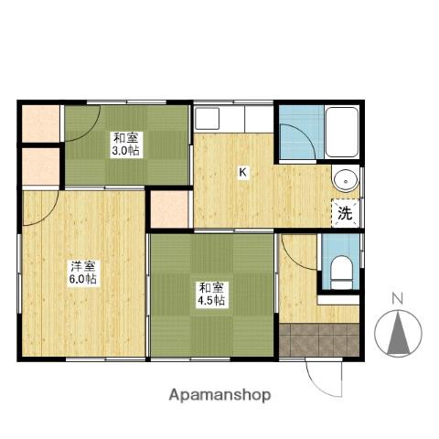 宇野線 備前西市駅 徒歩45分 1階建 築55年(3K)の間取り写真
