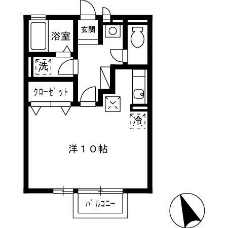 カルチェ出屋敷(ワンルーム/2階)の間取り写真