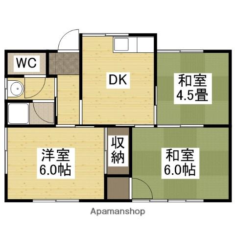 赤穂線 西大寺駅 徒歩34分 1階建 築39年(3DK)の間取り写真