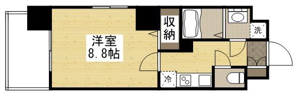 グランフォンテーヌ奉還町(1K/9階)の間取り写真