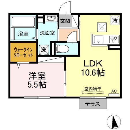ジャンティーユⅢ(1LDK/1階)の間取り写真