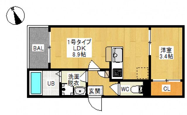 REGALEST TOGO(1LDK/1階)の間取り写真