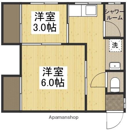 公協ビル(2K/4階)の間取り写真