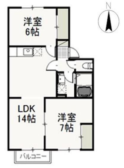 プレベルジュB(2LDK/2階)の間取り写真