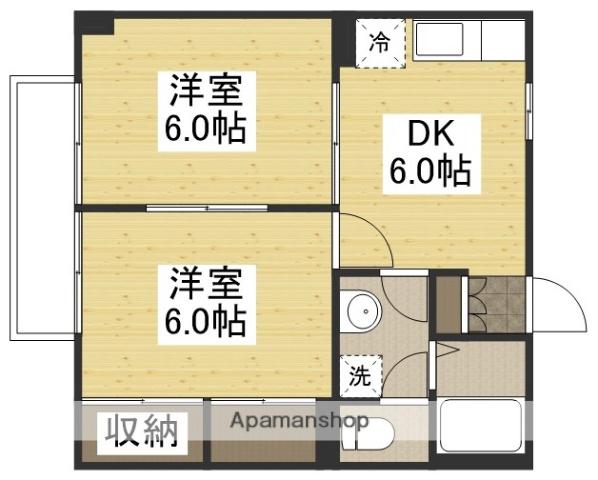 向山ハイツ(2DK/2階)の間取り写真