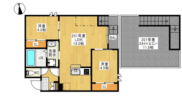 GRANDTIC GLORY Ⅱ(2LDK/2階)の間取り写真