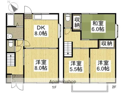大福コーポ東7棟(4DK/1階)の間取り写真