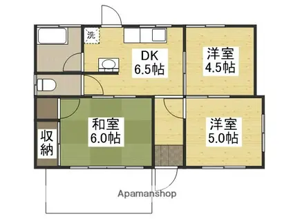 赤穂線 東岡山駅 徒歩13分 1階建 築37年(3DK)の間取り写真