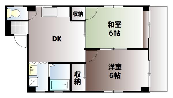 田口コーポⅠ(2DK/1階)の間取り写真