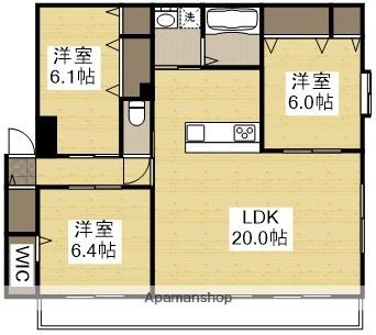 ベンビレッジ平田西公園(3LDK/3階)の間取り写真