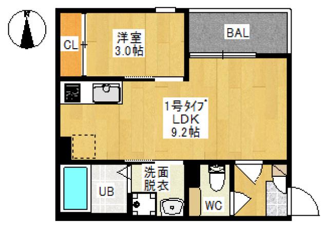 REGALEST 北方(1LDK/1階)の間取り写真