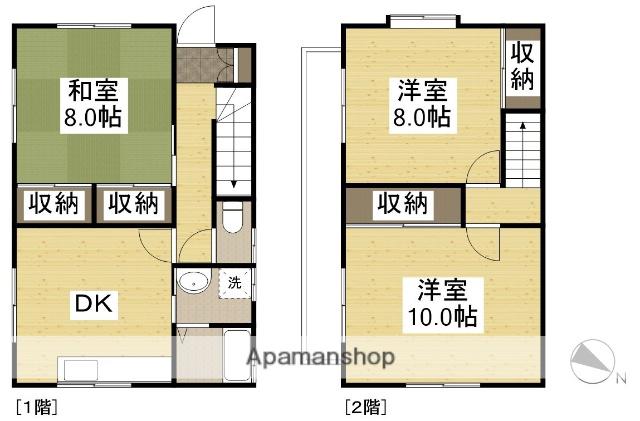 山陽本線 北長瀬駅 徒歩27分 2階建 築34年(3DK)の間取り写真