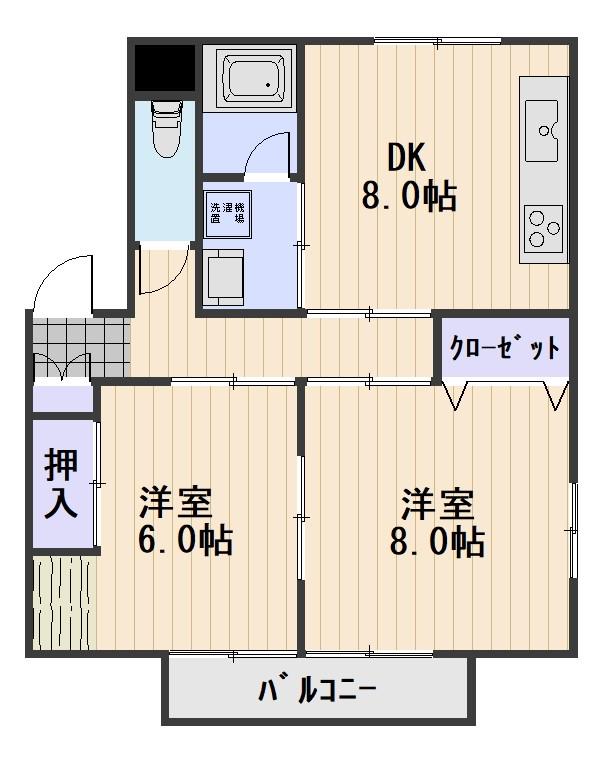 ことぶき北(2DK/3階)の間取り写真