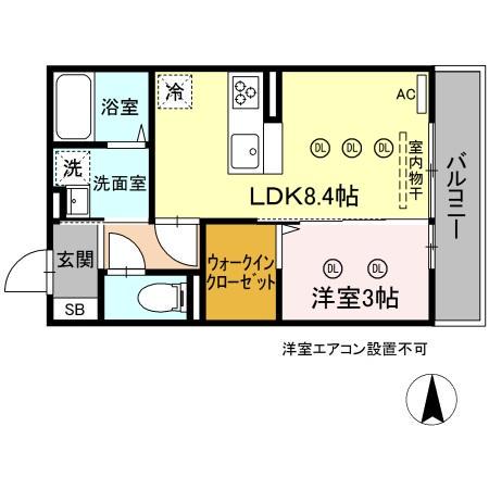 プリエールSAYA(1LDK/3階)の間取り写真